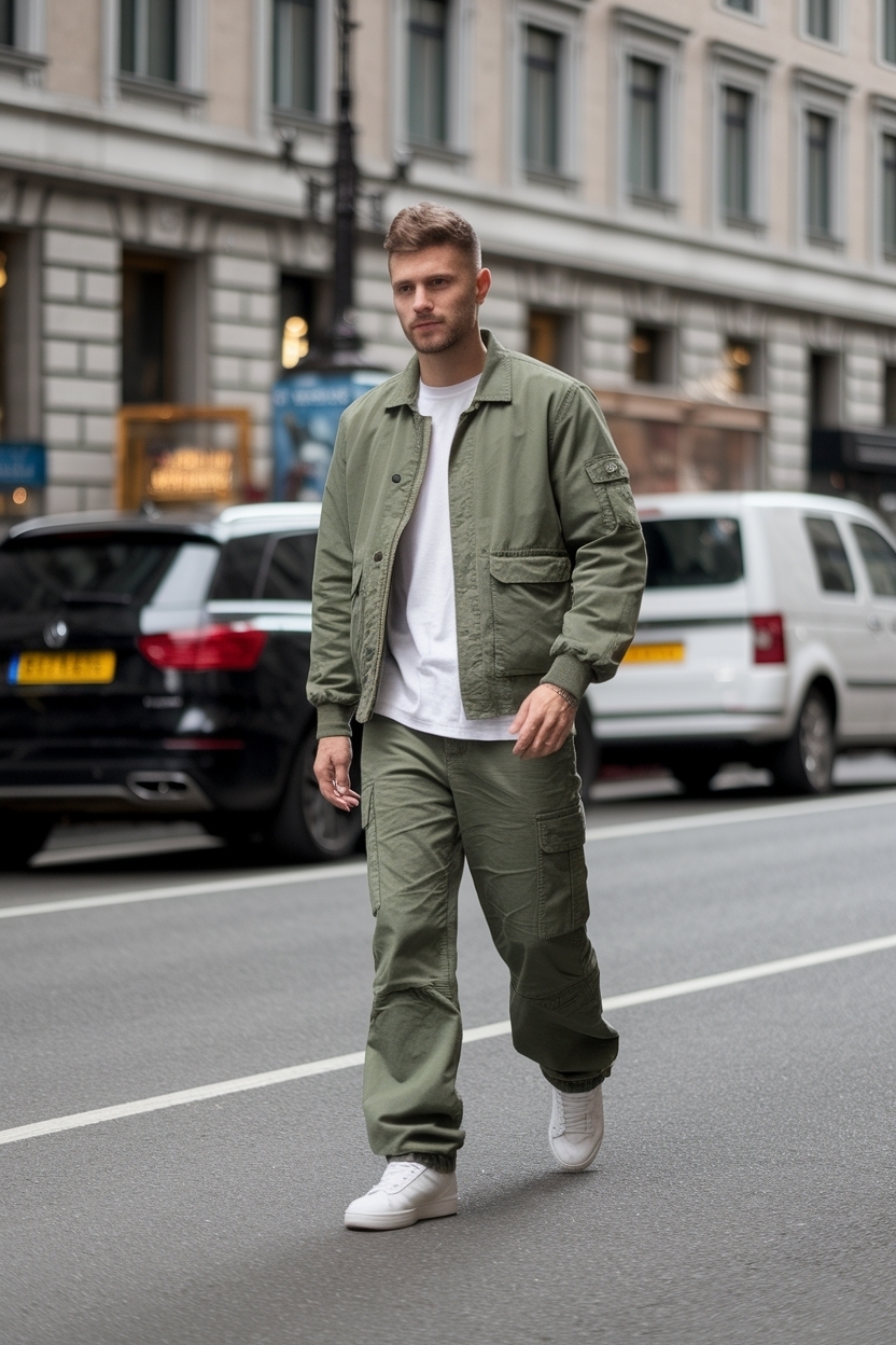 Green Cargo Pants Outfit Men Streetwear: Urban Style Guide outfit idea