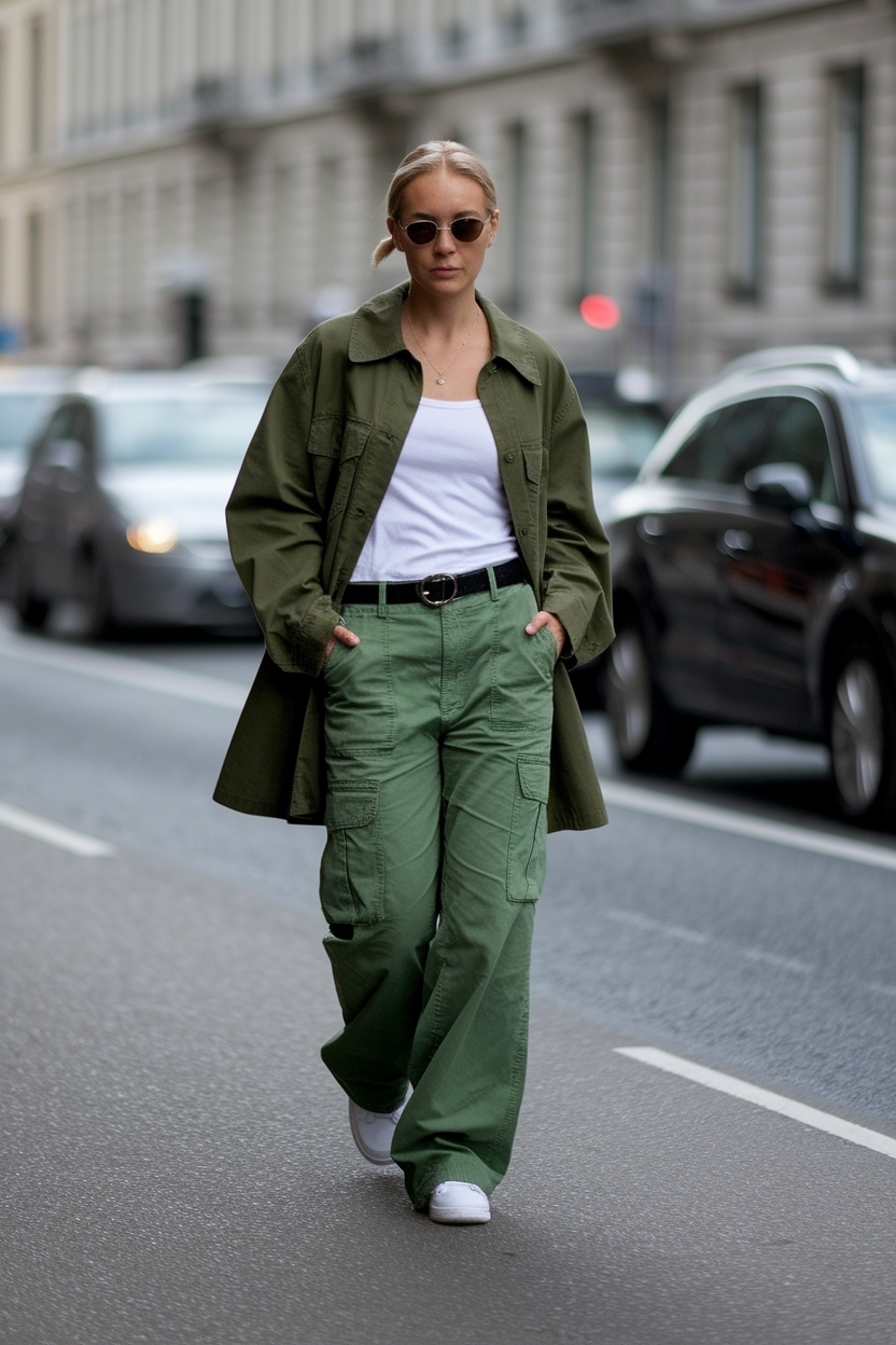 Green Cargo Pants Outfit Street Style for Urban Chic outfit idea