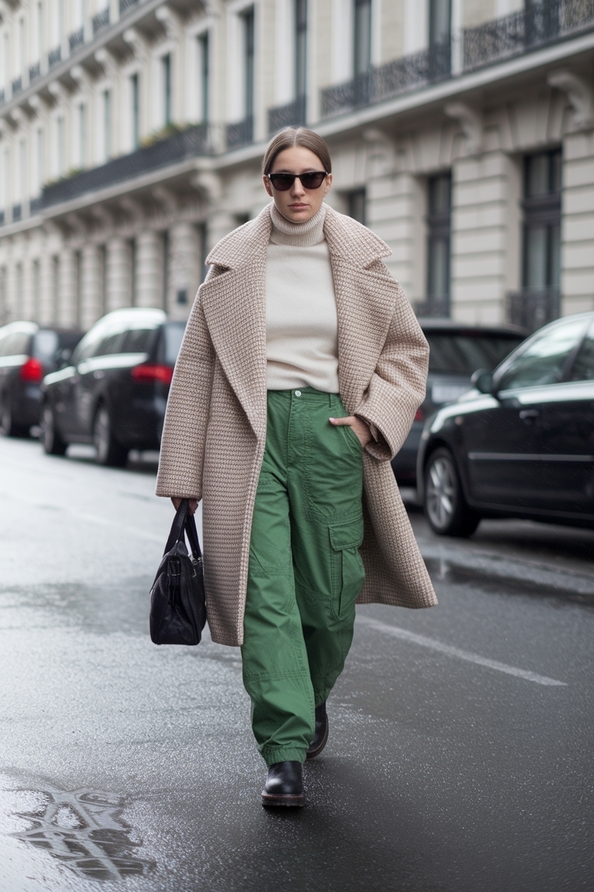 Green Cargo Pants Outfit Winter: Layering for the Cold outfit idea
