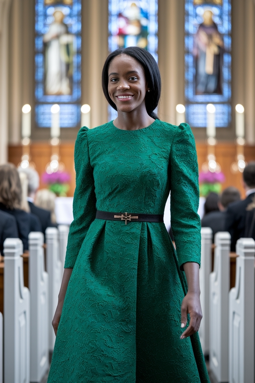 Green Dress Church Outfit Black Women: Fresh and Vibrant Styles outfit idea