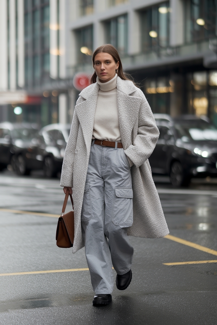 Grey Cargo Pants Outfit Winter: Chic and Neutral outfit idea