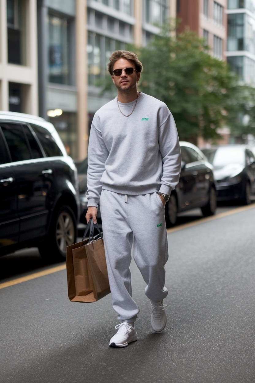 Grey Sweatpants Outfit Men Street Styles for Casual Looks outfit idea