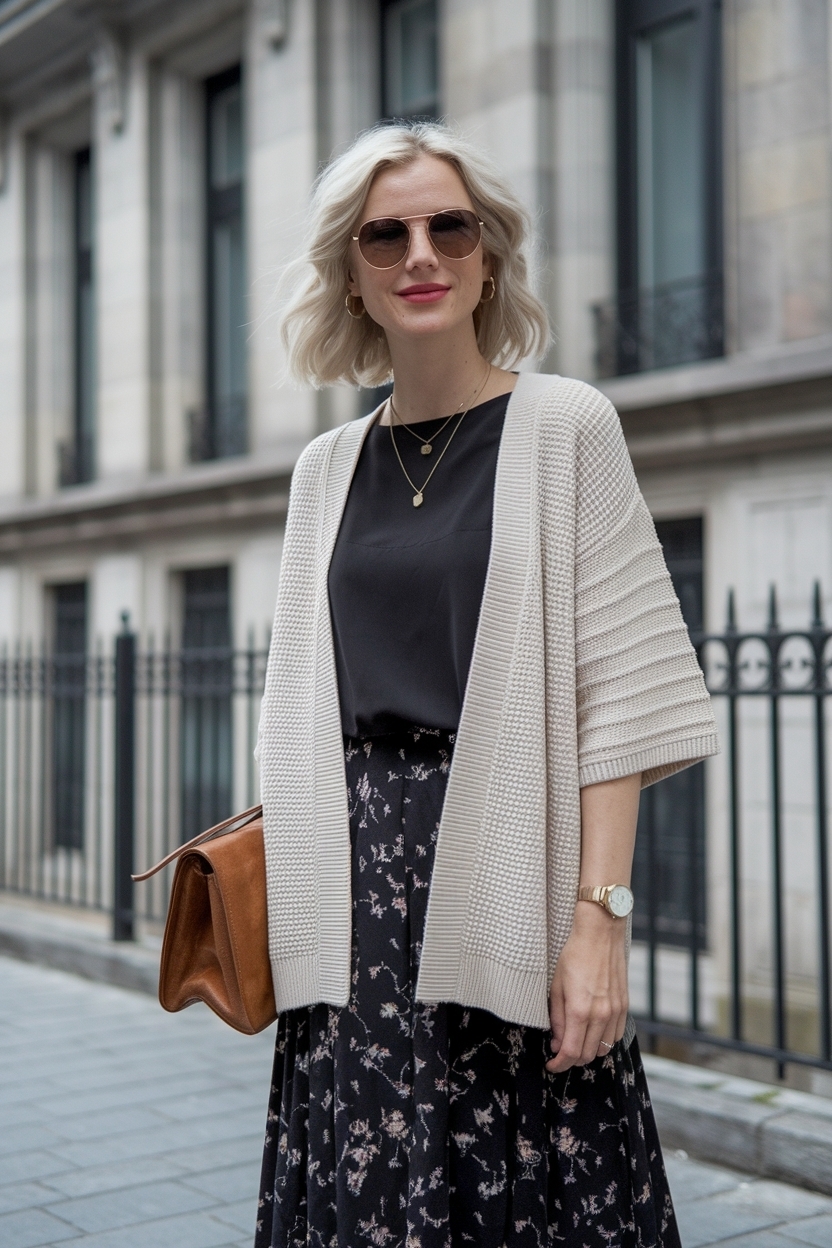 Half Sleeve Cardigan Outfit Women: Perfect for Transitional Weather outfit idea