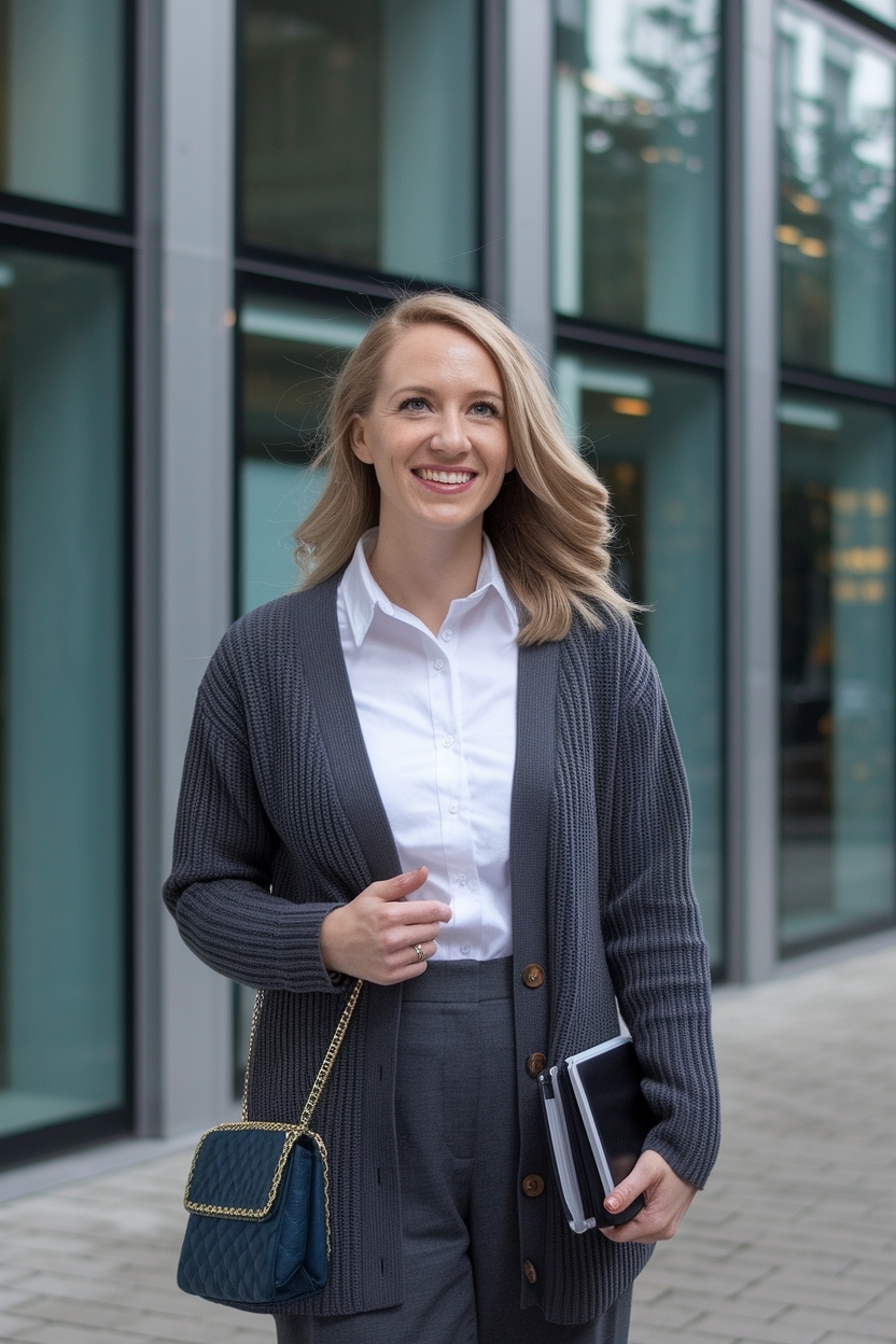 Interview Outfit Women with Cardigan: Polished and Professional outfit idea