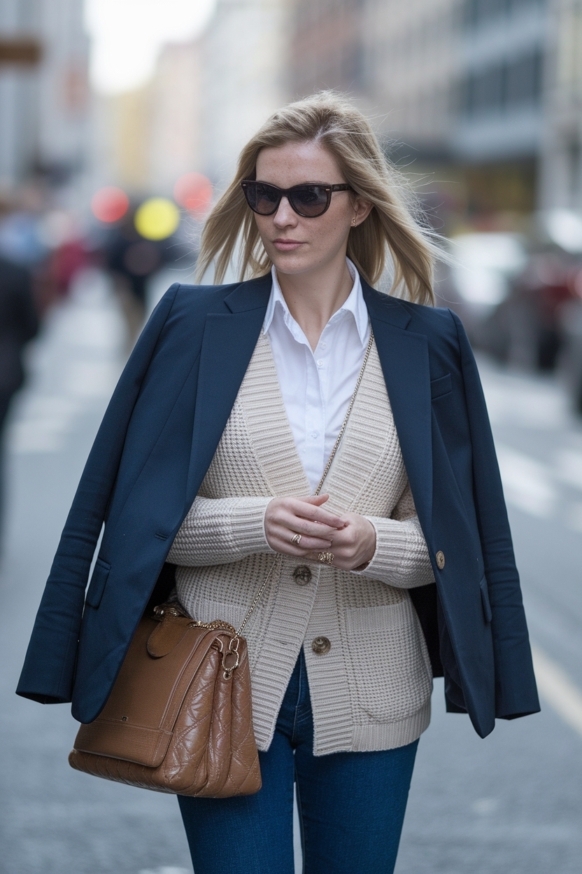 Jacket Over Cardigan Outfit Women for Stylish Layers outfit idea