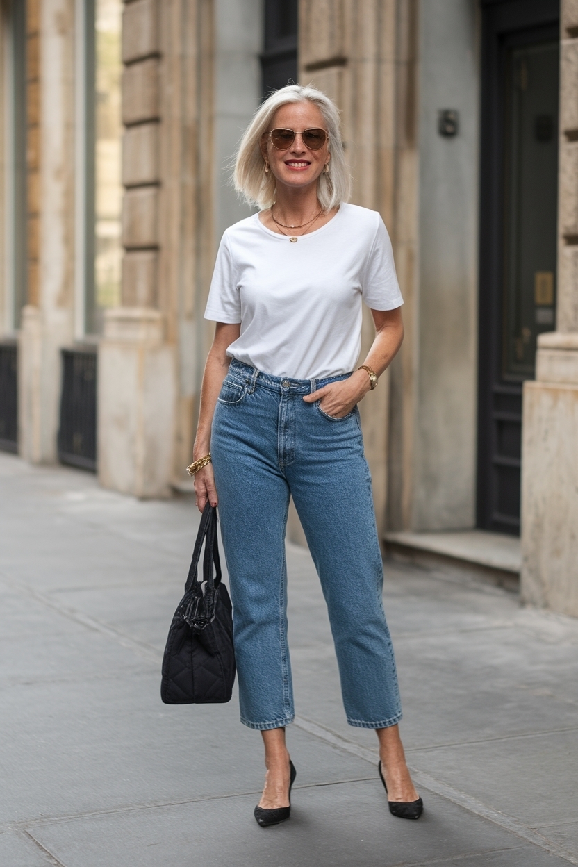 Jeans and T Shirt Outfit Women Over 40: Effortless Style outfit idea