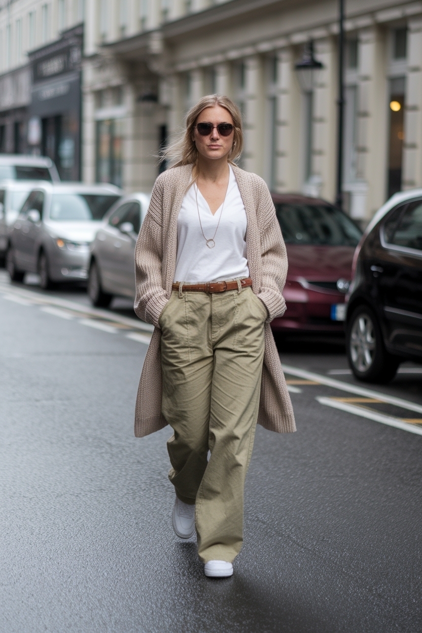 Khaki Pants Outfit Women Cardigan Pairing Tips outfit idea