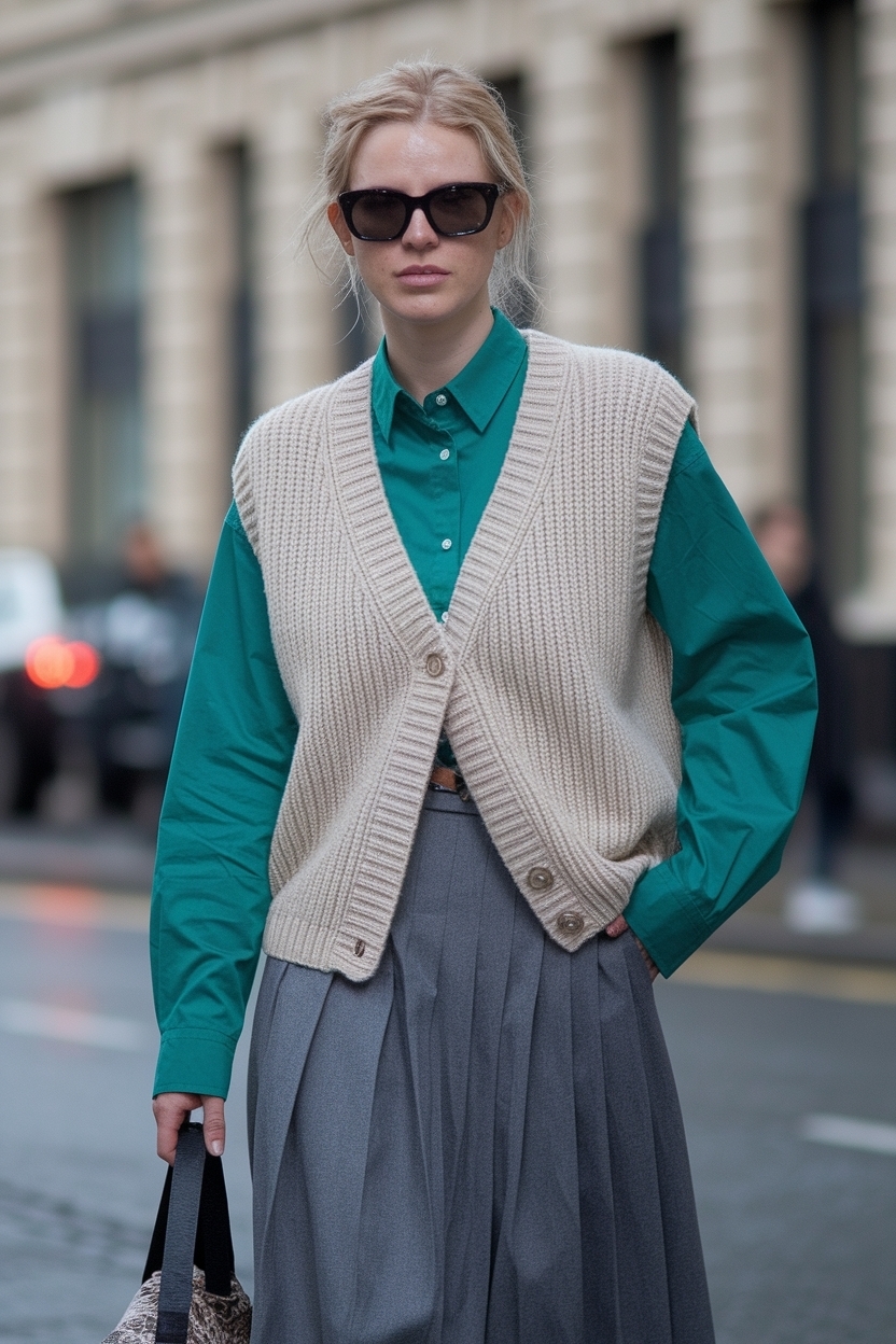 Knitted Vest Cardigan Outfit Women for a Modern Touch outfit idea