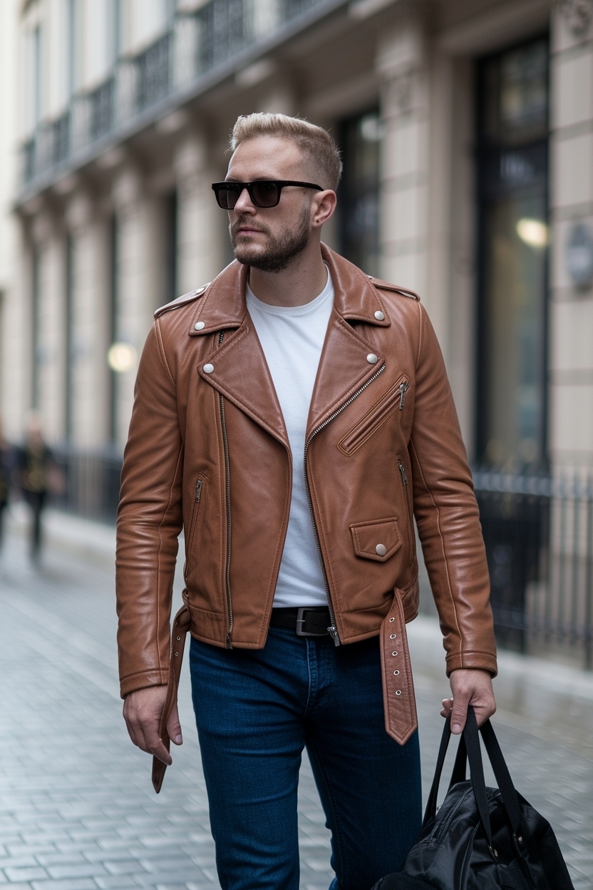 Leather Jacket Outfit Men Aesthetic: Contemporary Styles outfit idea