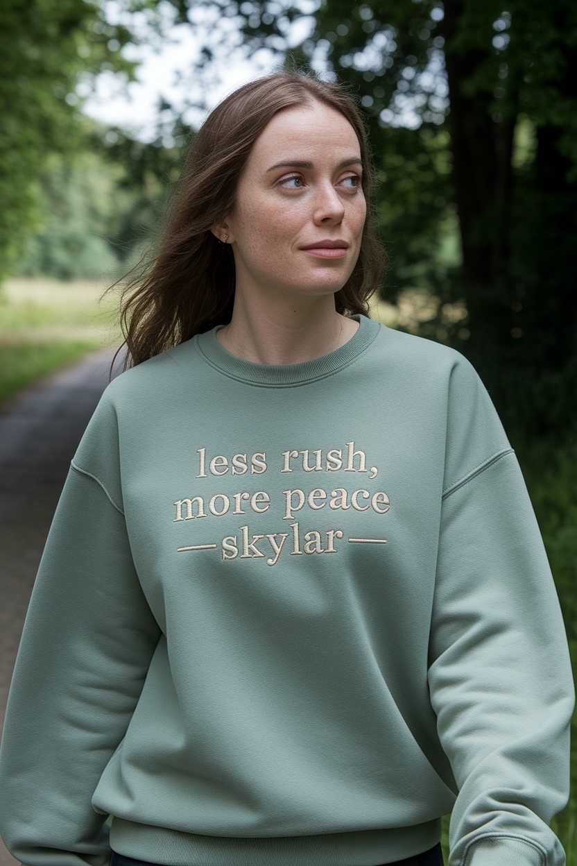 Less rush more peace skylar: Slow fashion for mindful living outfit idea