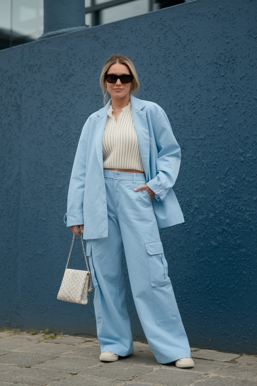 Light Blue Cargo Pants Outfit: Fresh and Trendy Styles outfit idea