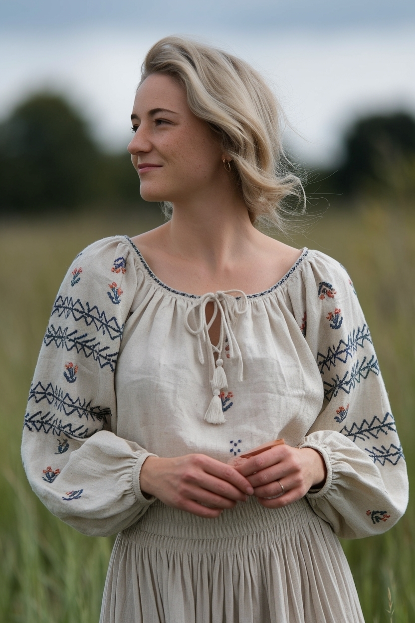 Linen Embroidered Blouse with Cottagecor: Ethereal Elegance outfit idea