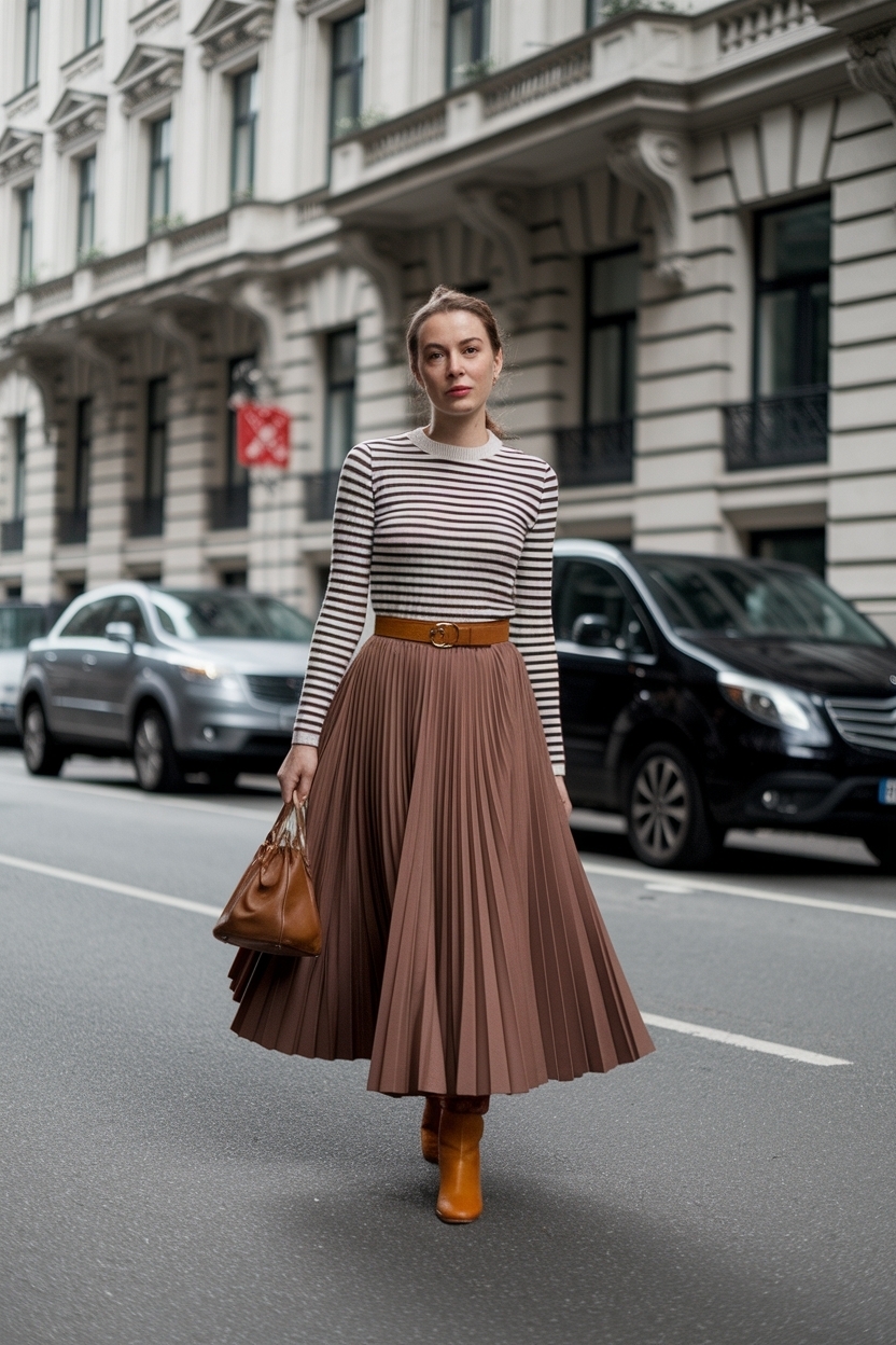 Long Brown Skirt Outfit Ideas for Effortless Elegance outfit idea