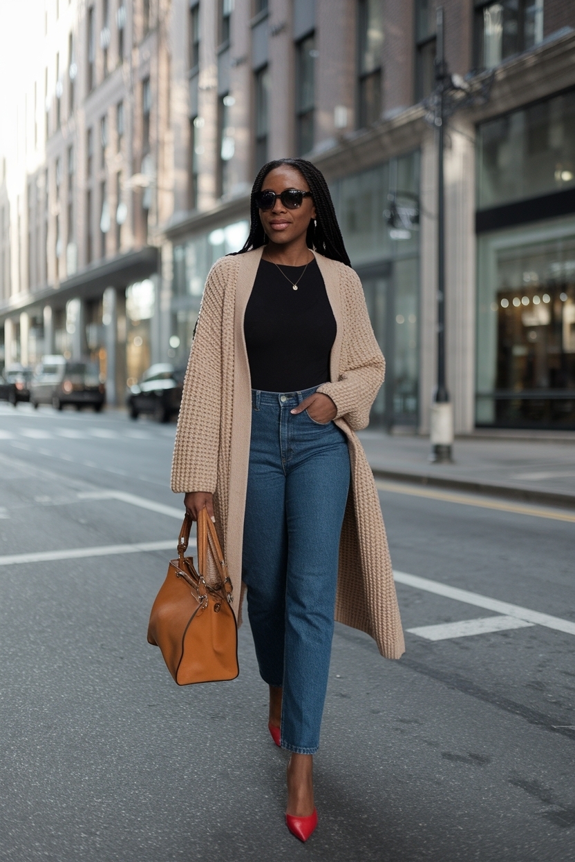 Long Cardigan Outfit Ideas Black Women: Flattering Styles outfit idea