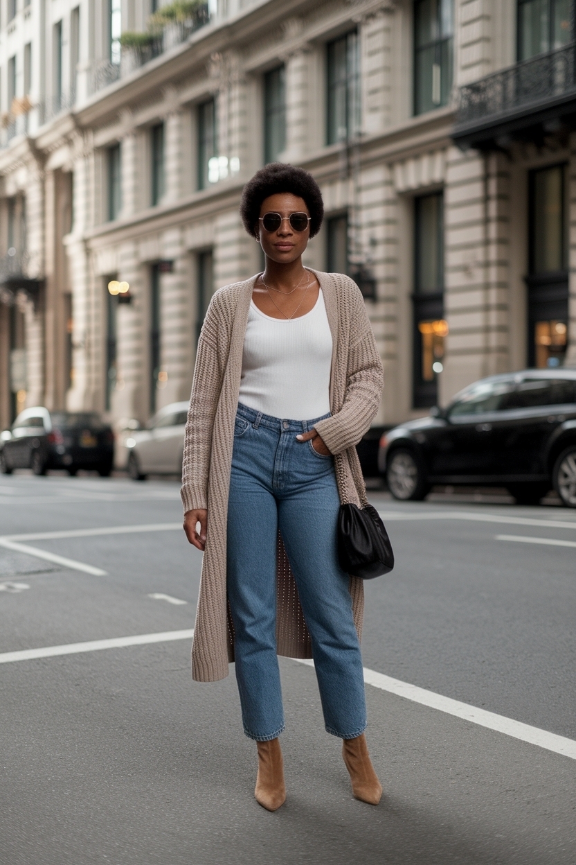 Long Knit Cardigan Outfit Black Women: Layering for Comfort outfit idea