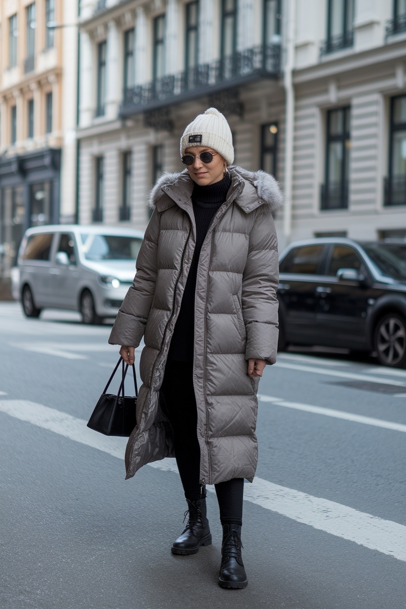 Long Puffer Jacket Outfit Winter Style: Length Meets Comfort outfit idea