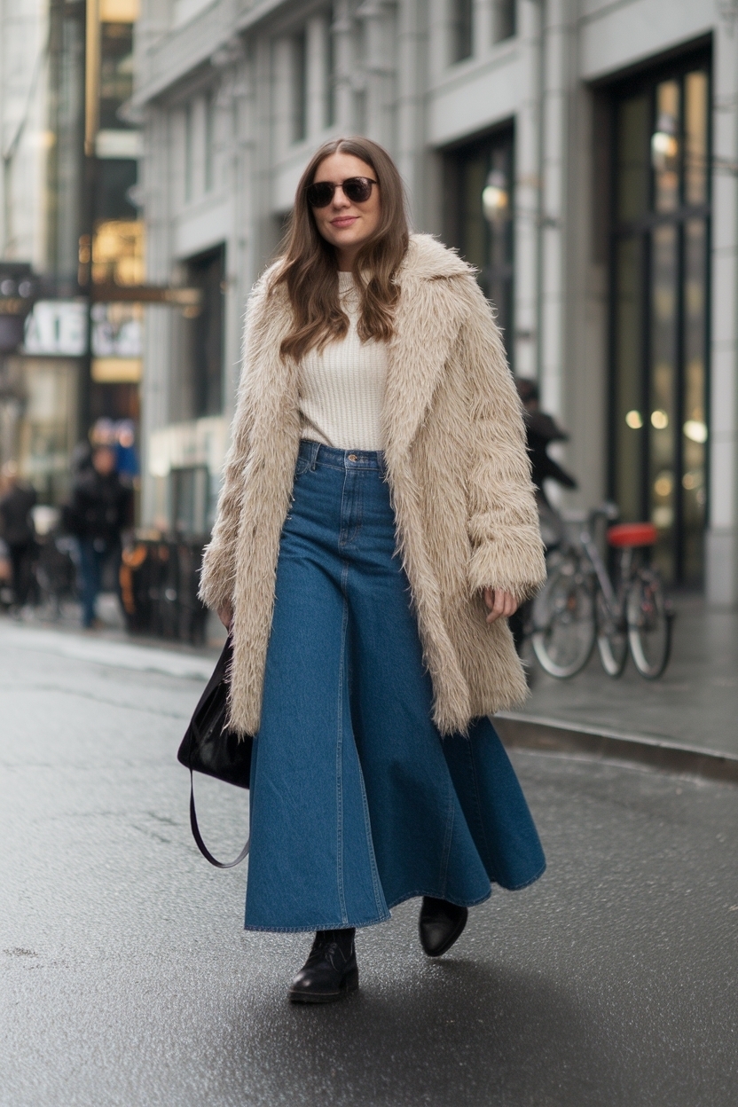 Maxi Denim Skirt Outfit Winter: Cozy and Fashionable outfit idea