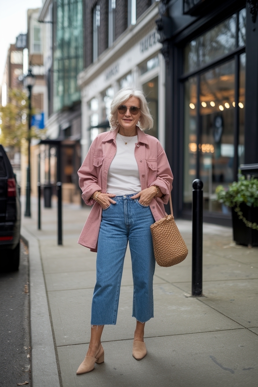 Mom Jeans Outfit Over 50 Women: Embracing Vintage Vibes outfit idea