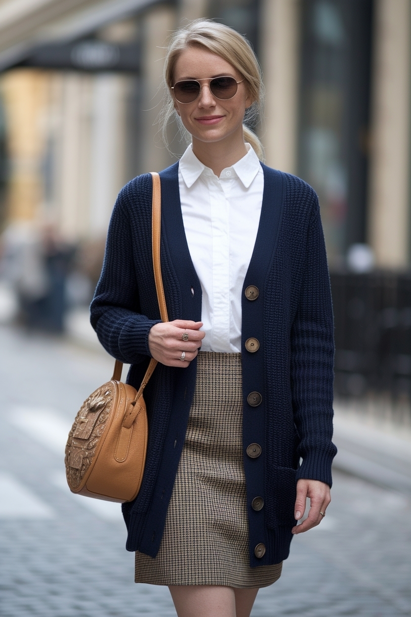 Navy Blue Cardigan Women Outfit Ideas for Every Occasion outfit idea