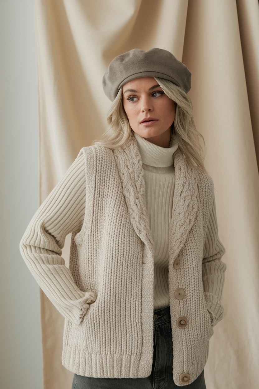 Neutral Calming Vest Styled for Minimalist Fashion outfit idea