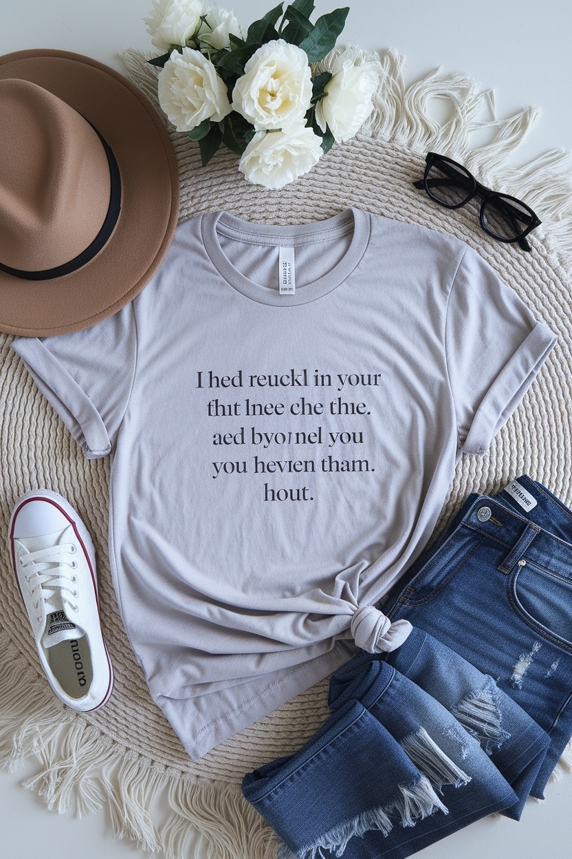 Neutral Cotton Tee with Printed Affirmat: Subtle Statements outfit idea