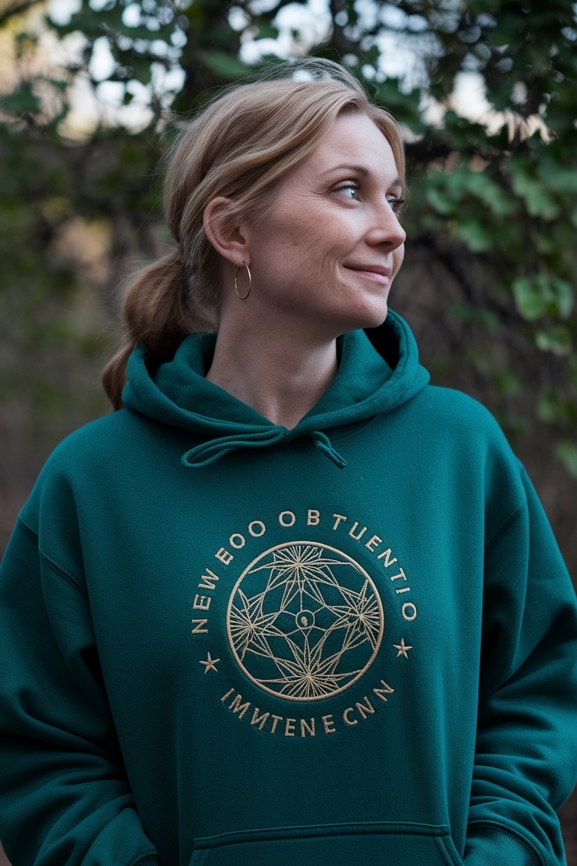 New Moon Intention Embroidered Hoodie: A Unique Statement outfit idea