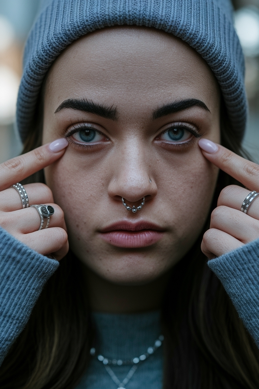 Nose Piercing on Both Sides: A Bold Fashion Statement outfit idea