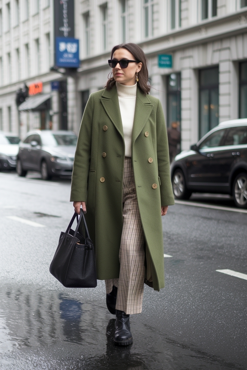 Olive Green Coat Outfit Winter: Stylishly Warm Choices outfit idea