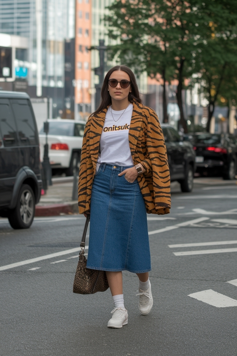 Onitsuka Tiger Women Outfit Denim Skirt: Style Tips outfit idea