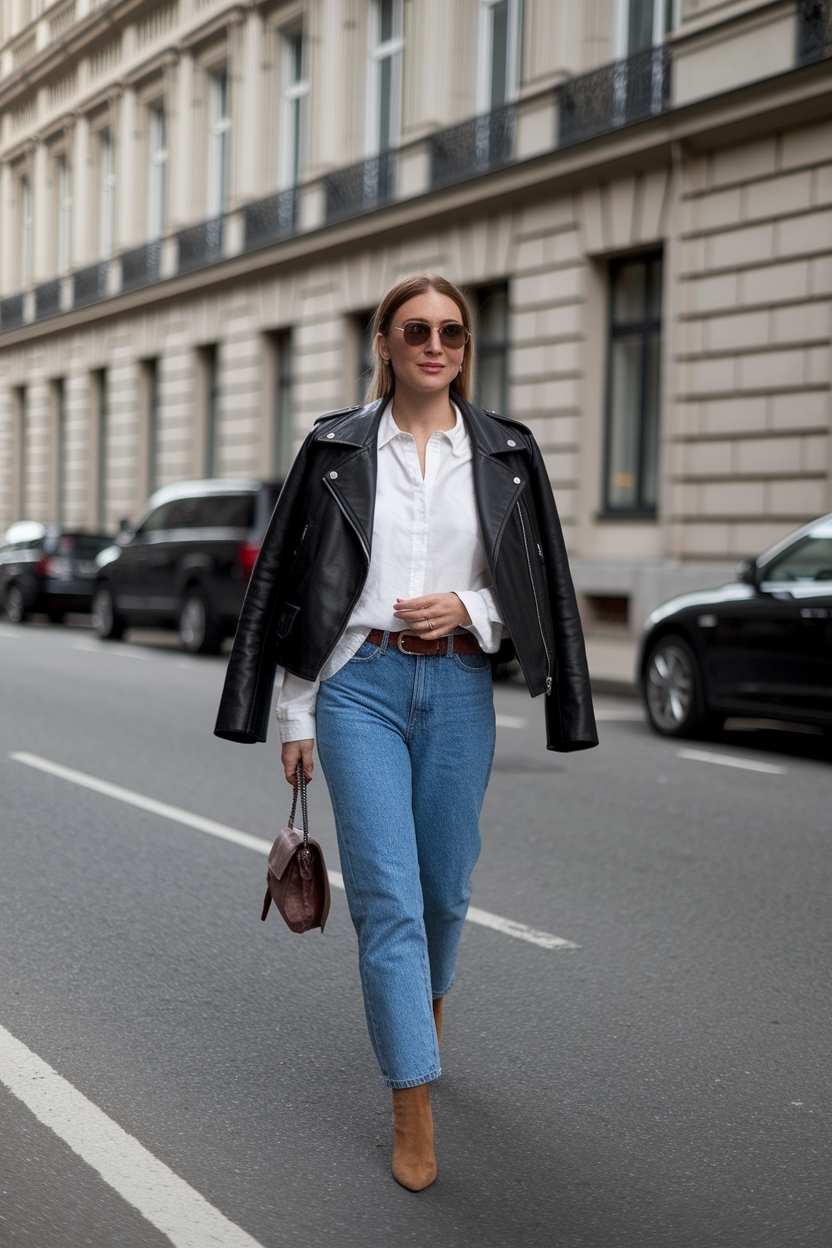 Creative Outfit Ideas with Leather Jacket for Every Season outfit idea
