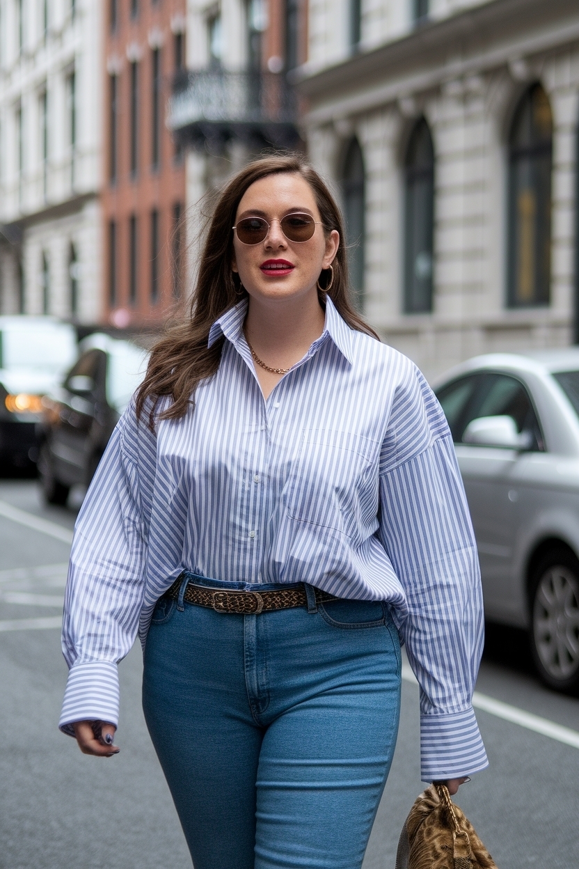 Over Size Shirt and Jeans Outfit Women: Relaxed Elegance outfit idea