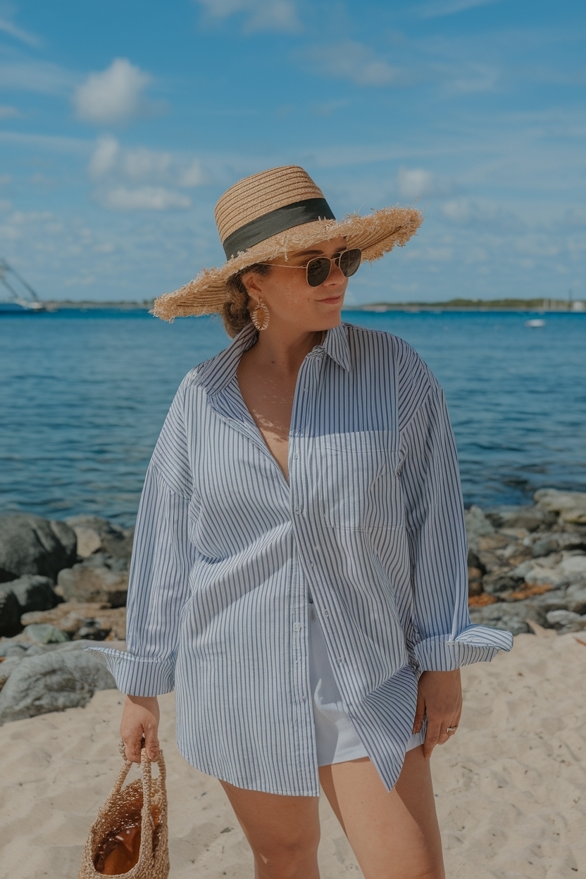 Over Size Shirt Outfit Women Beach Essentials outfit idea