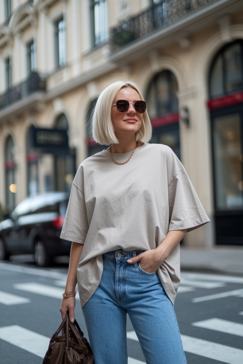 Over Sized T Shirt Outfit Jeans Women: Casual Chic Looks outfit idea