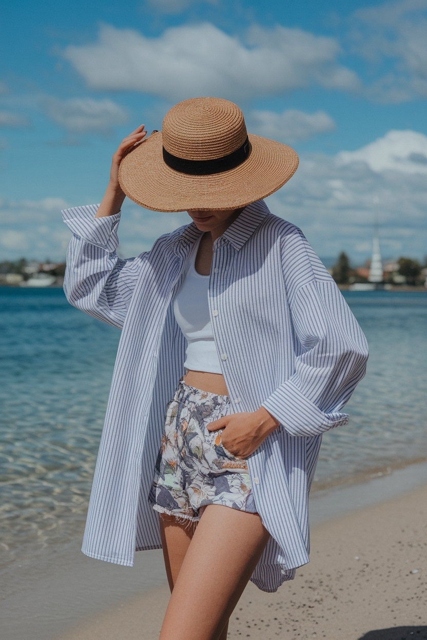 Oversized Beach Shirt Outfit Women: Effortless Summer Style outfit idea