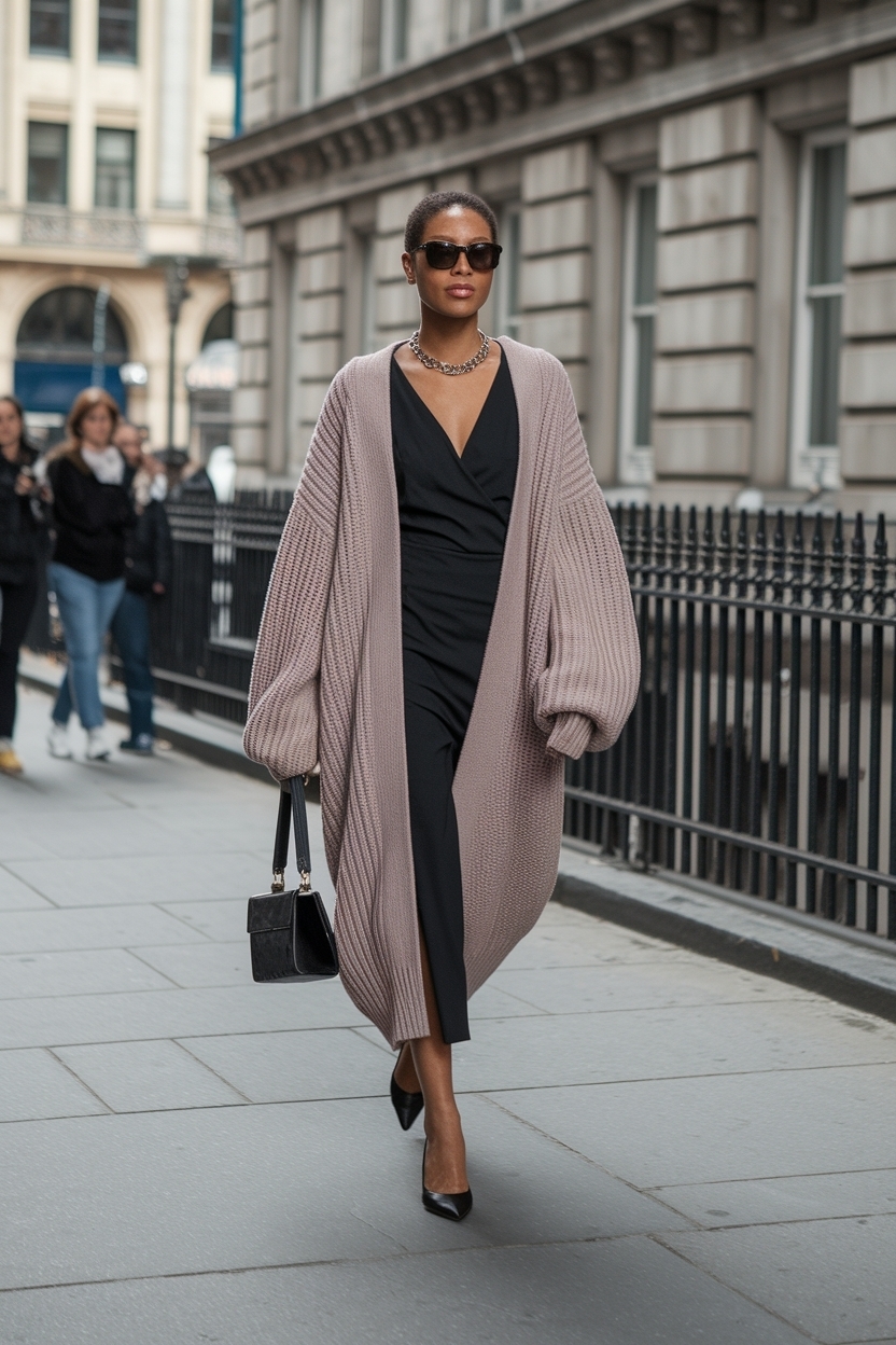 Oversized Cardigan as Dress Outfit Black: Cozy Meets Chic outfit idea