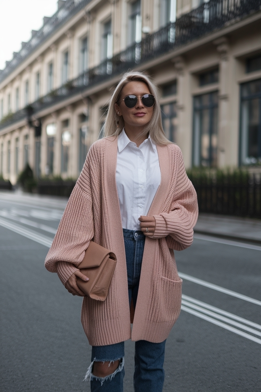 Casual Oversized Cardigan Outfit for Women This Season outfit idea