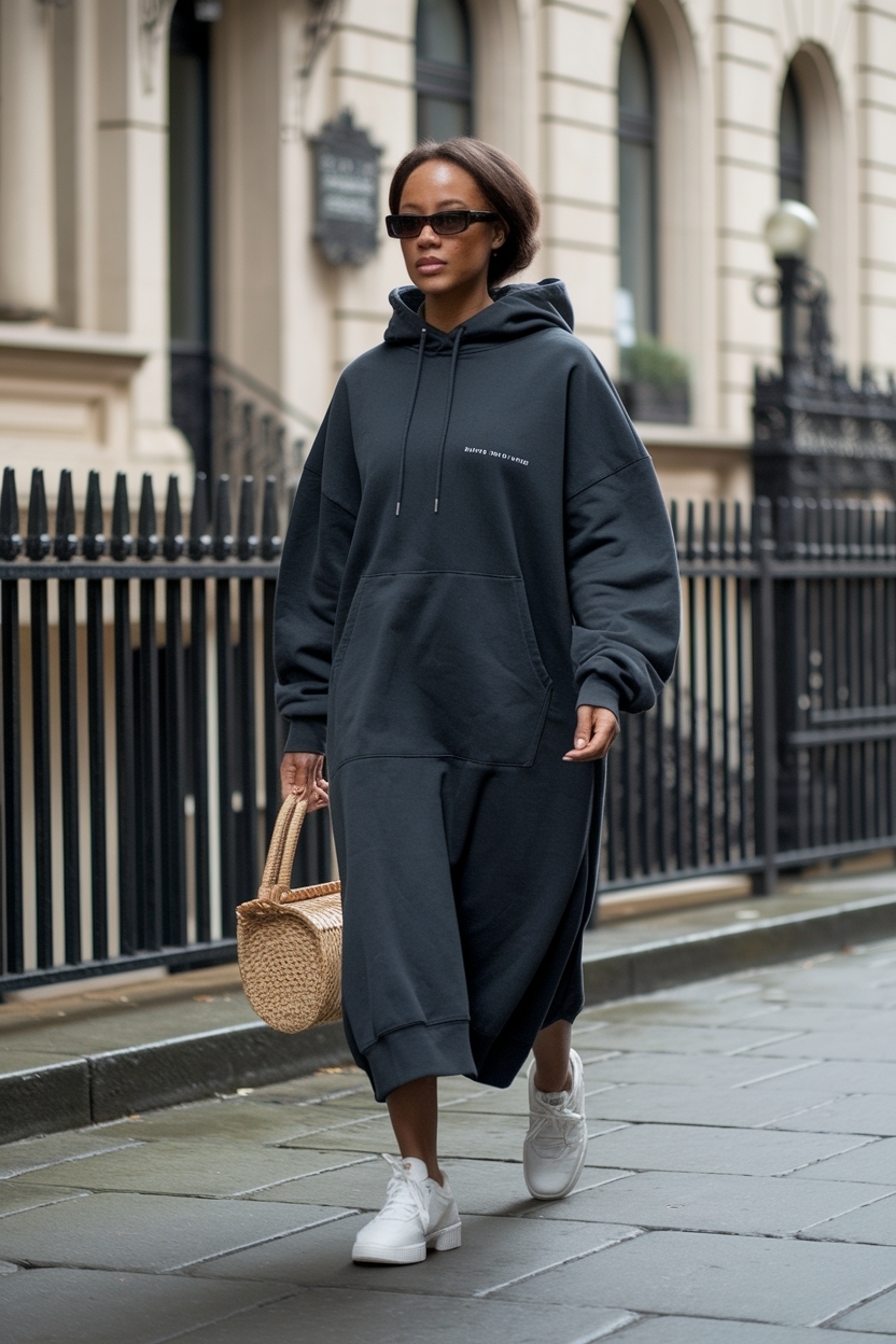 Oversized Hoodie Dress Outfit Black Women: Trendy Comfort for All outfit idea