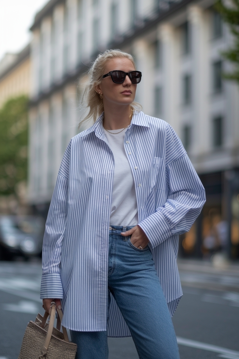 Chic Oversized Shirt and Jeans Outfit Women Can Rock outfit idea