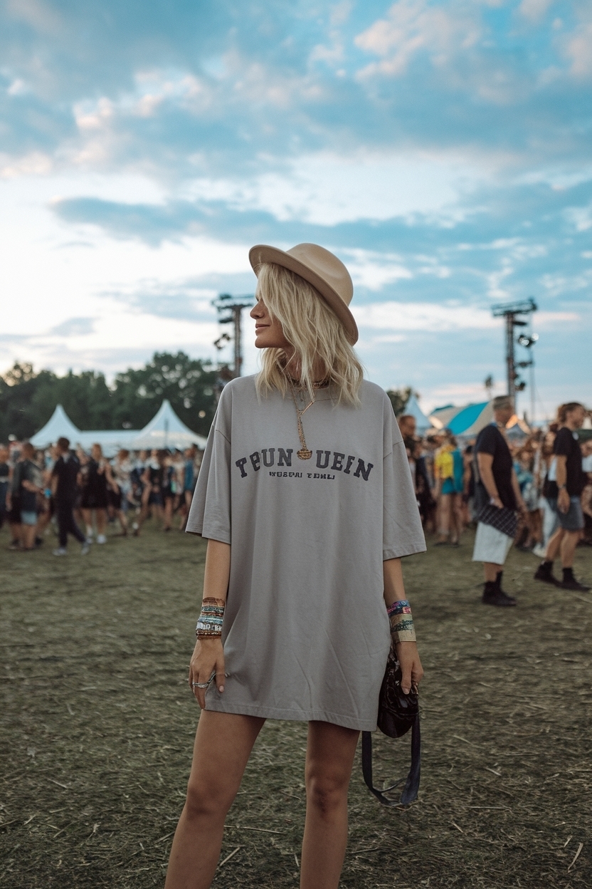 Oversized T-Shirt Festival Outfit Women: Comfort Meets Style outfit idea