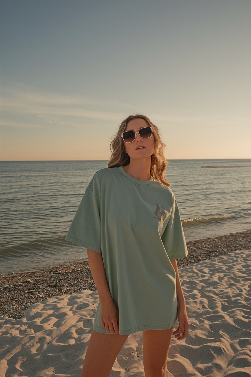 Oversized Tshirt Outfit Women Beach: Casual Vibes outfit idea