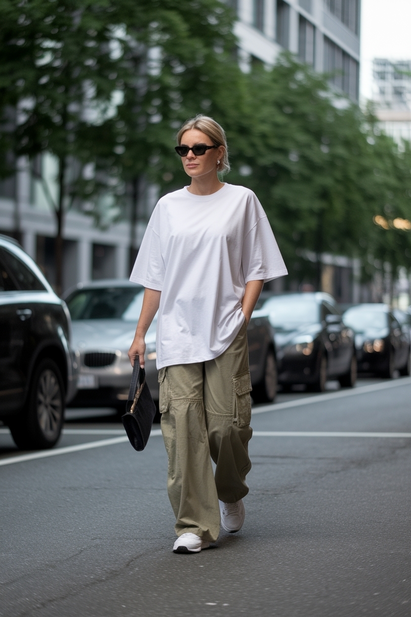 Creating an Oversized Tshirt with Cargo Pants Outfit outfit idea