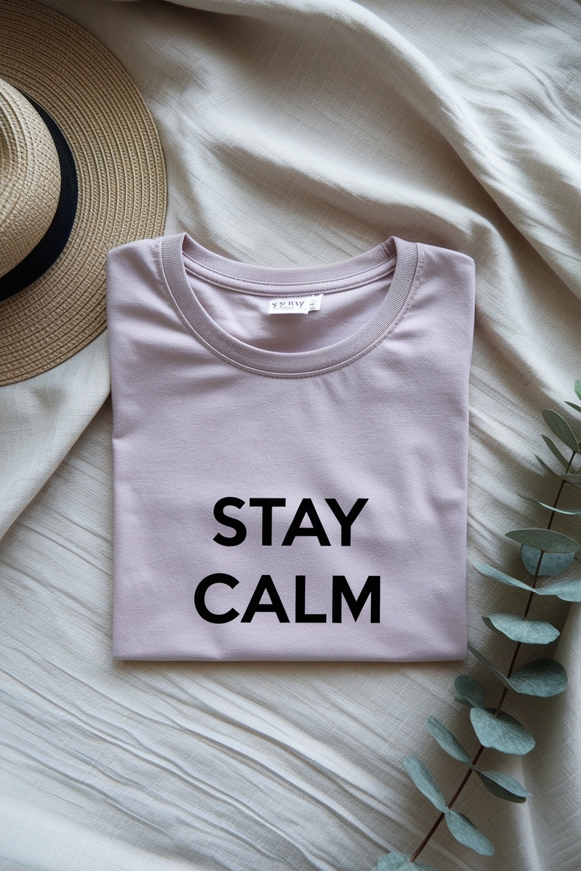 Personalized Minimalist Stay Calm T Shirt: Custom Comfort outfit idea