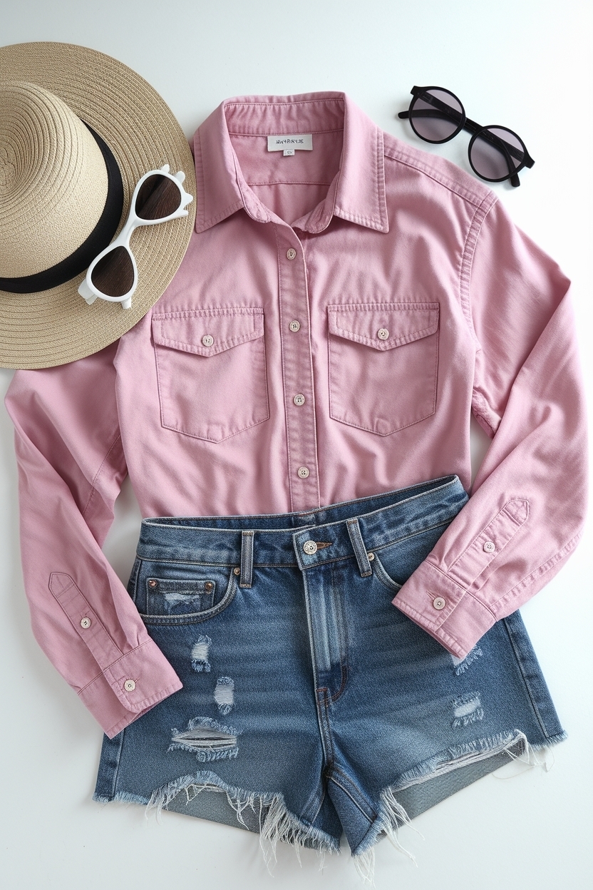Pink Button Down Shirt Outfit for Effortless Chic outfit idea