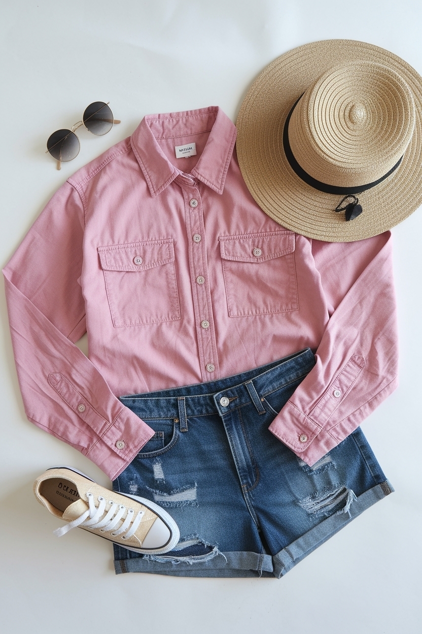 Stylish Pink Button Up Shirt Outfit Ideas to Try outfit idea