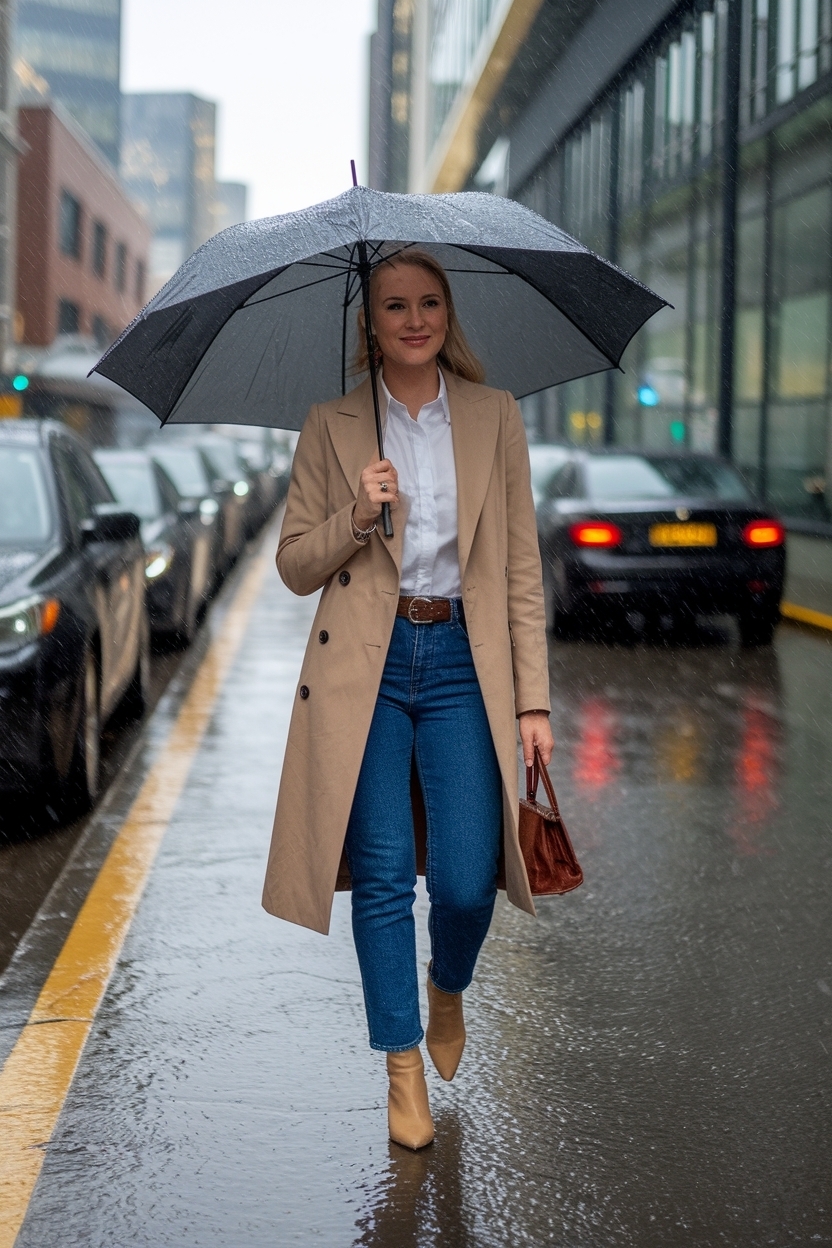 Rainy Day Business Casual Outfits to Stay Dry and Stylish outfit idea