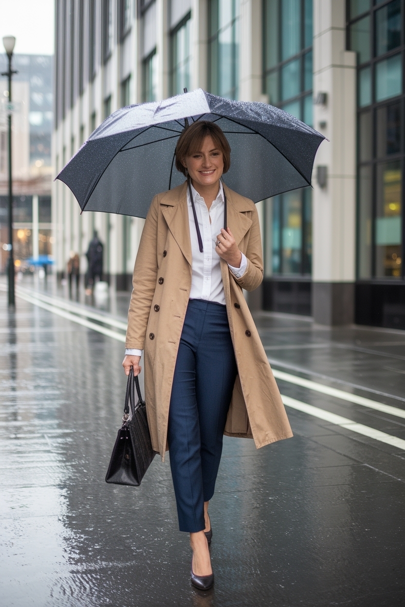Rainy Day Outfit for Work: Dress Smart, Stay Dry outfit idea