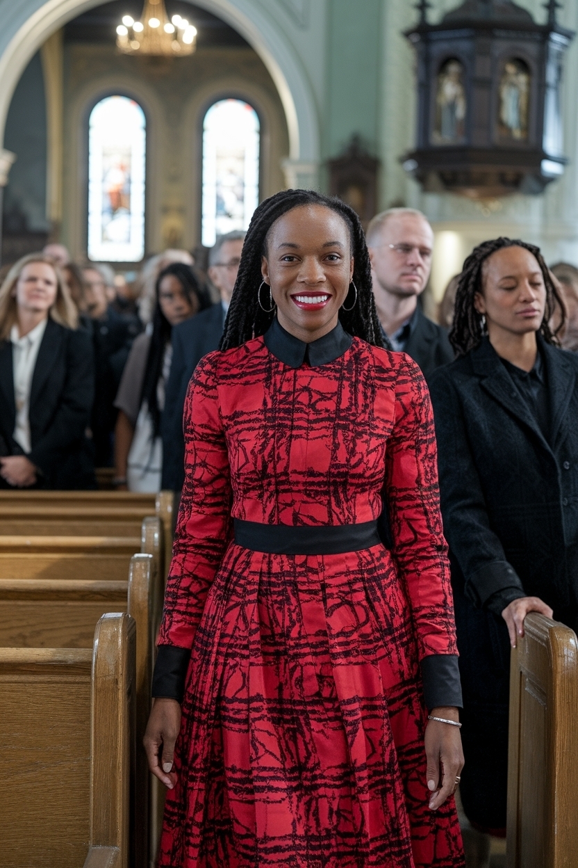 Red and Black Church Outfit Black Women: Bold Color Pairings outfit idea