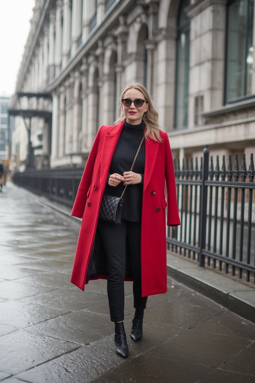 Glamorous Red Coat Outfit Winter Classy for Standout Style outfit idea