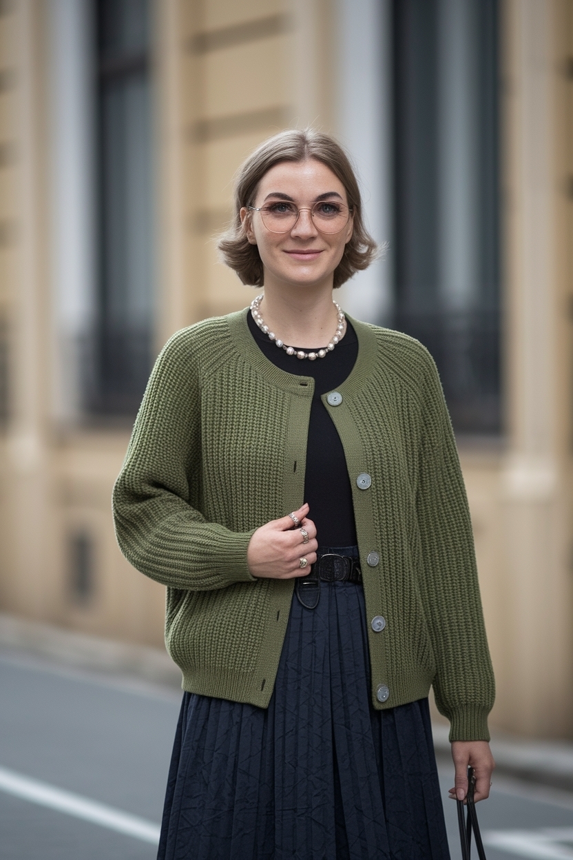 Round Neck Cardigan Outfit for Women: Casual Elegance outfit idea