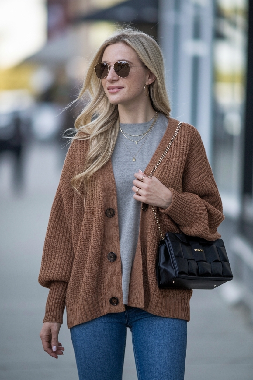 Round Neck Cardigan Outfit Women: Versatile Styling Ideas outfit idea